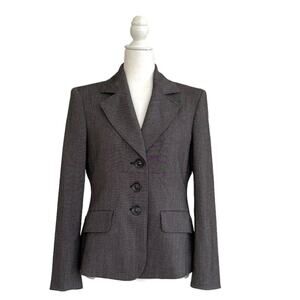 Anne Klein Suit Blazer Petite Gray Three Button Front Pockets Career Jacket 8P